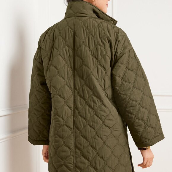 Talbots Quilted Capelet Jacket Olive Green Size 2X - Picture 8 of 10
